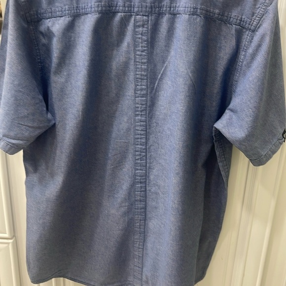 LRG Free Bricks woven blue button up casual shirt size 2XL short sleeve XXL - Picture 3 of 9